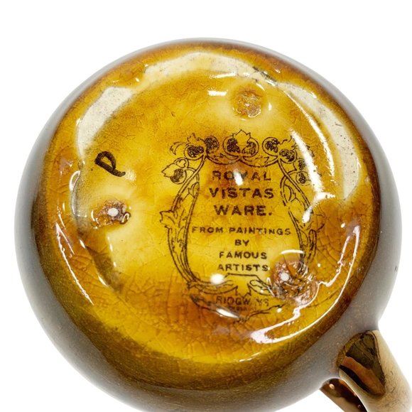 Vintage Ridgways Royal Vistas Ware 3" Creamer Windmill Landscape Brown - Picture 9 of 10